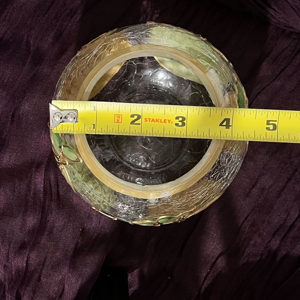 Pumpkin Crackle Glass Candle Holder/Vase - Picture 11 of 12